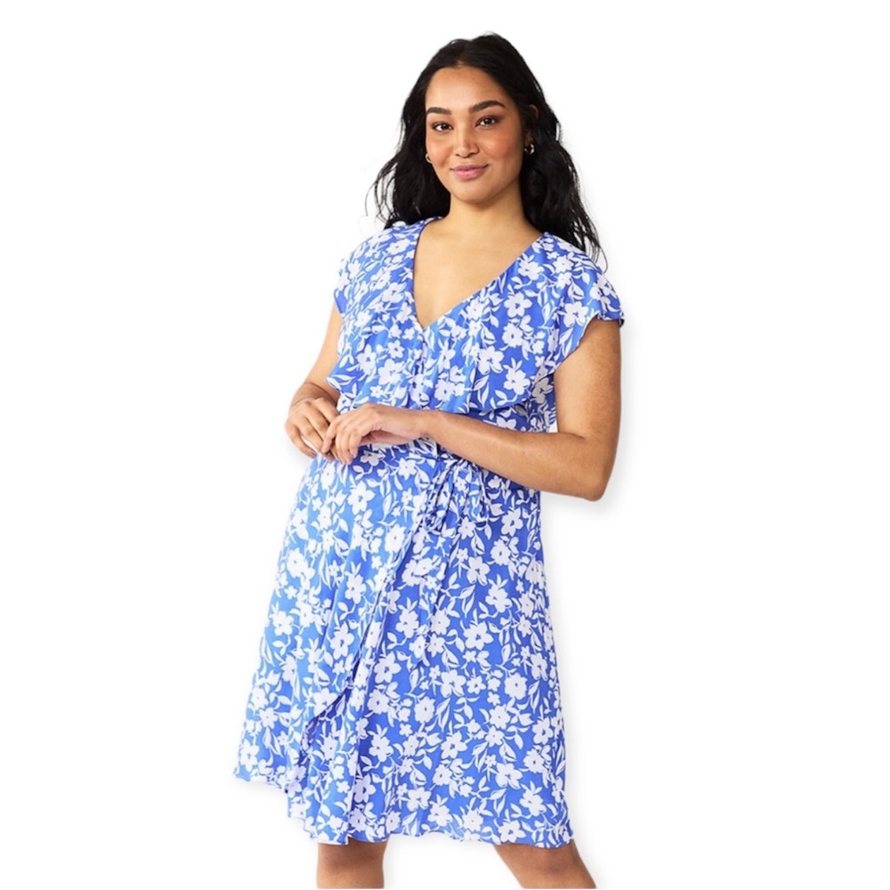 Draper James Floral Ruffle Flutter Wrap Dress